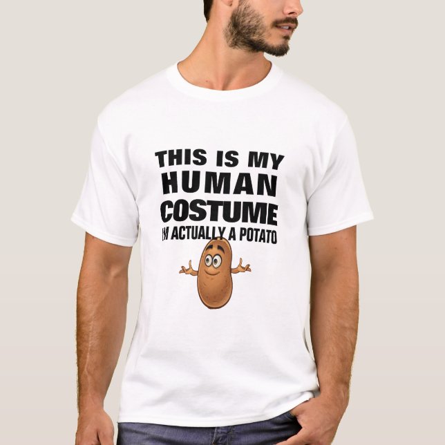 T-shirt C'Est Mon Costume Humain Je Suis Vraiment Une Pomm (Devant)