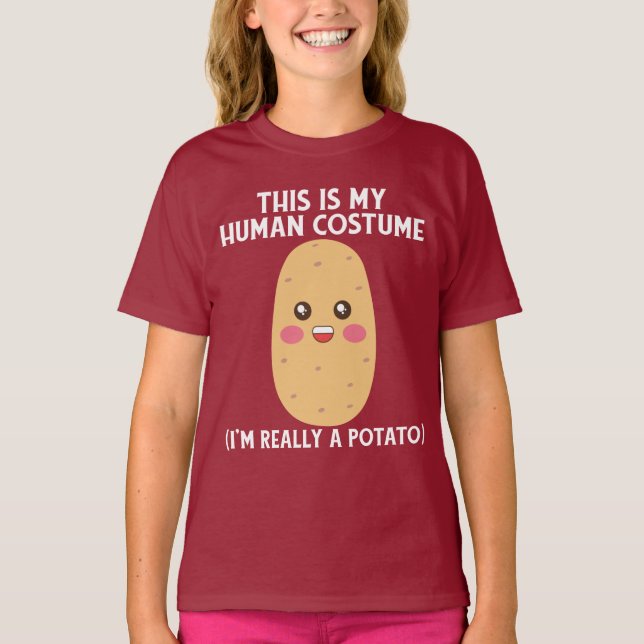 T-shirt C'est mon costume humain Je suis vraiment une pomm (Devant)
