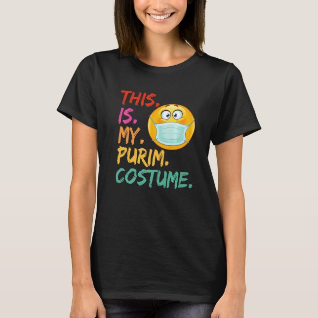T-shirt C'Est Mon Costume Purim Drôle Masque Visage Juif D (Devant)