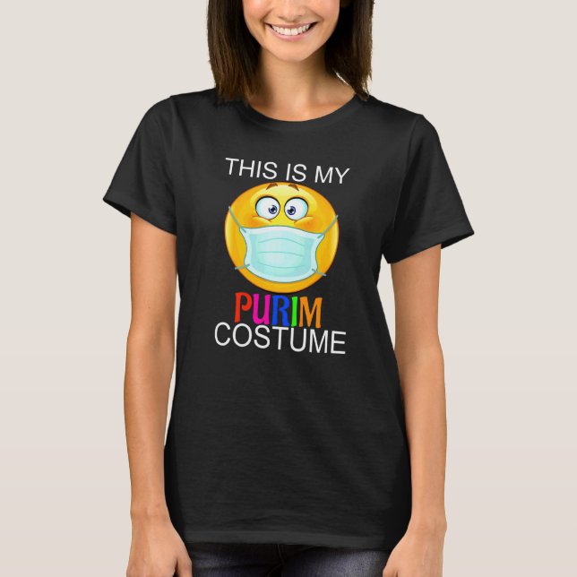T-shirt C'Est Mon Costume Purim Drôle Masque Visage Juif D (Devant)