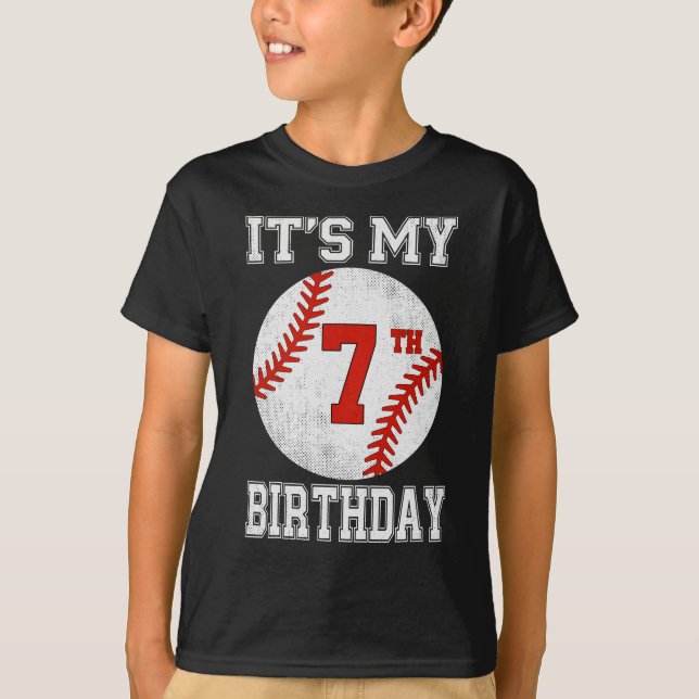 T-shirt C'est mon design baseball pour mon 7e anniversaire (Devant)