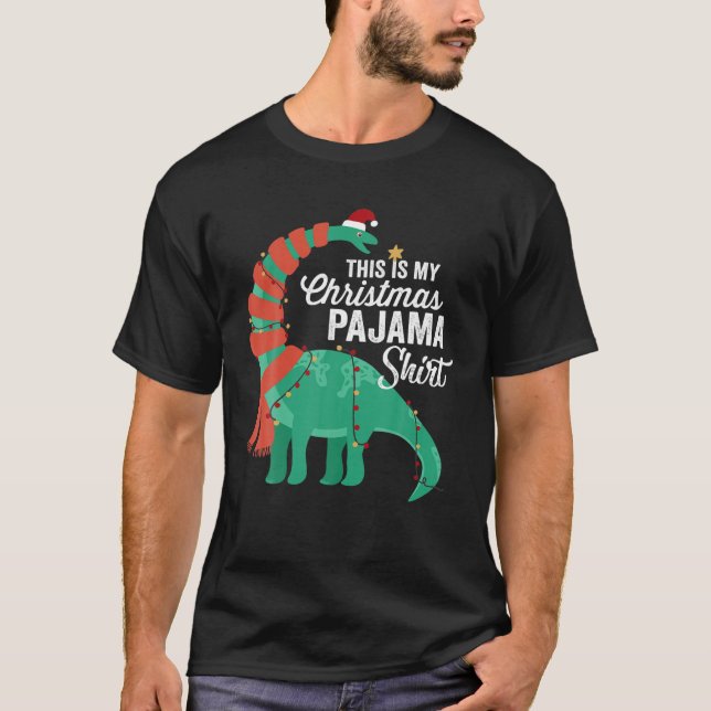 T-shirt C'est Mon Dinosaur à Noël Pyjama Brontosaurus (Devant)