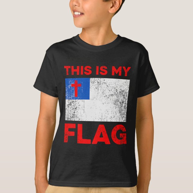 T-shirt C'est mon drapeau - Croix chrétienne de Jésus Prem (Devant)