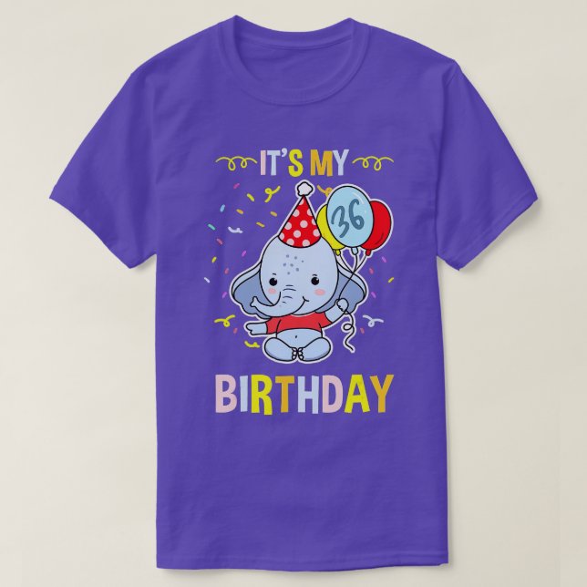 T-shirt C'est mon éléphant de 36ème anniversaire (Design devant)