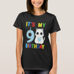 T-shirt C'est mon garçon d'anniversaire 9 ans 9 ans chat R