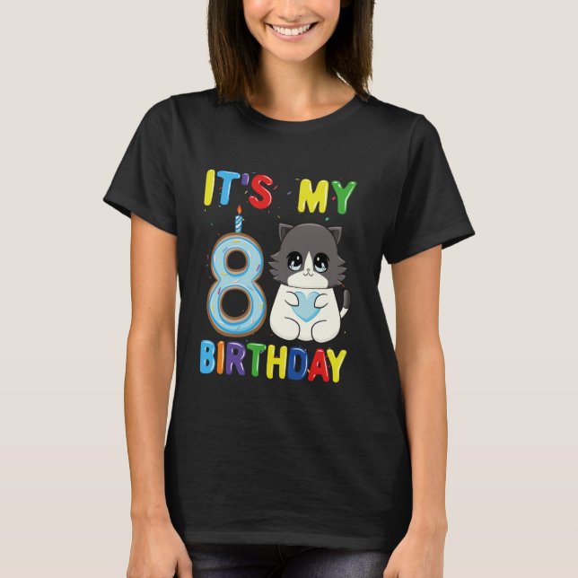 T-shirt C'est mon garçon de 8 ans d'anniversaire Chat Ragd (Devant)