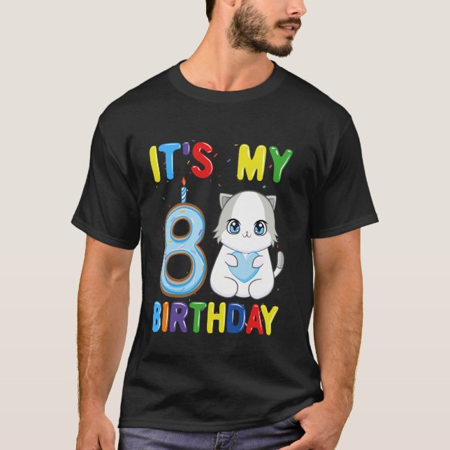 T-shirt C'est mon garçon de 8 ans d'anniversaire Chat Ragd (Devant)