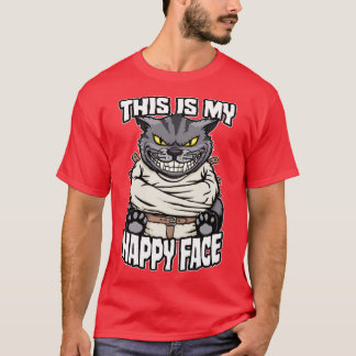 T-shirt C'Est Mon Happy Visage Fou Chat Lady Drôle Mad Cha