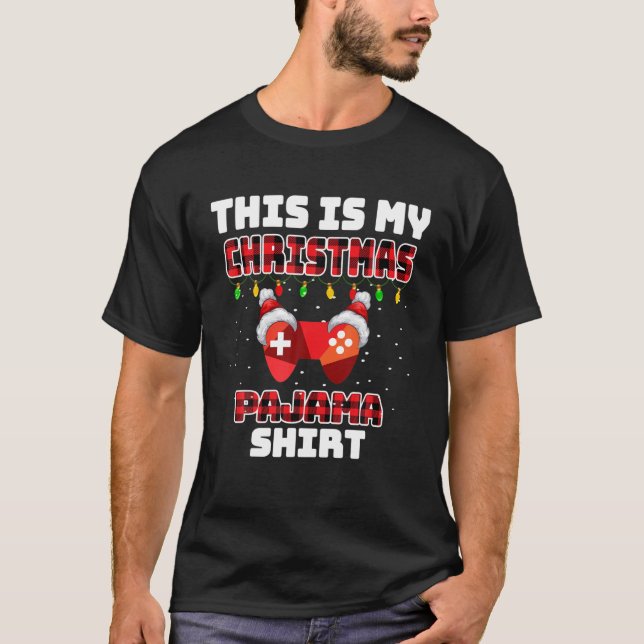 T-shirt C'Est Mon Jeu De Pajama De Noël Gamer Xmas Famille (Devant)