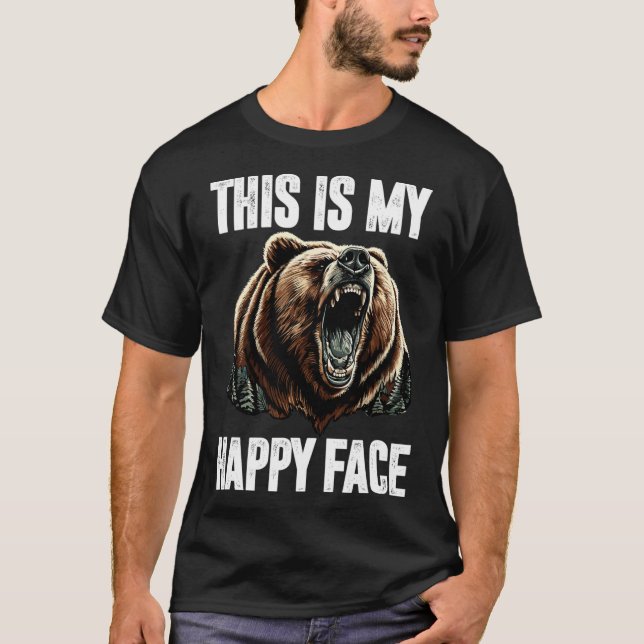 T-shirt C'Est Mon Joyeux Visage Ours Drôle Grizzly Forêt H (Devant)