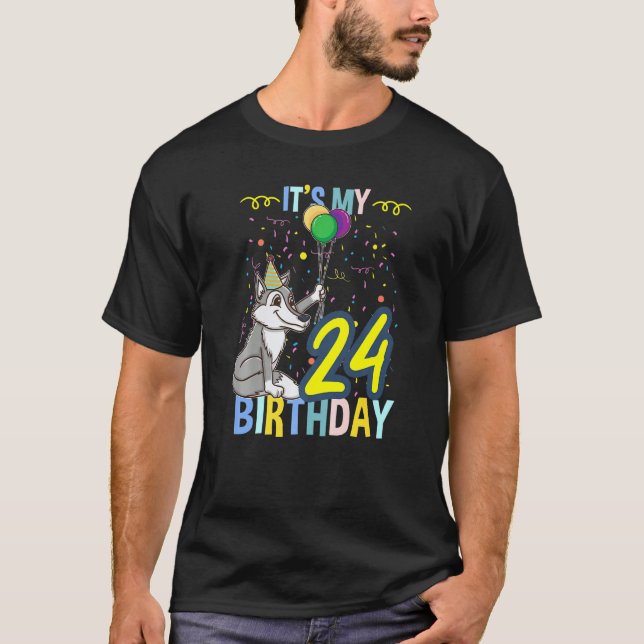 T-shirt C'est mon loup d'anniversaire de 24 ans (Devant)
