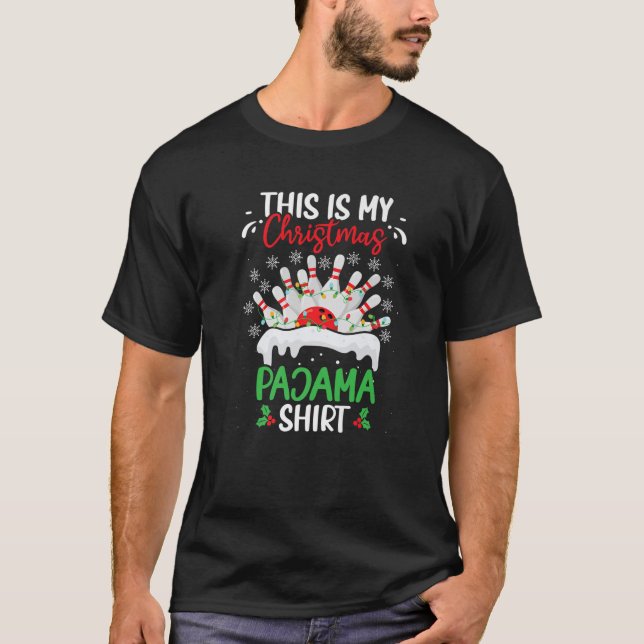 T-shirt C'Est Mon Noël Bowling Xmas Bowling Team Bow (Devant)