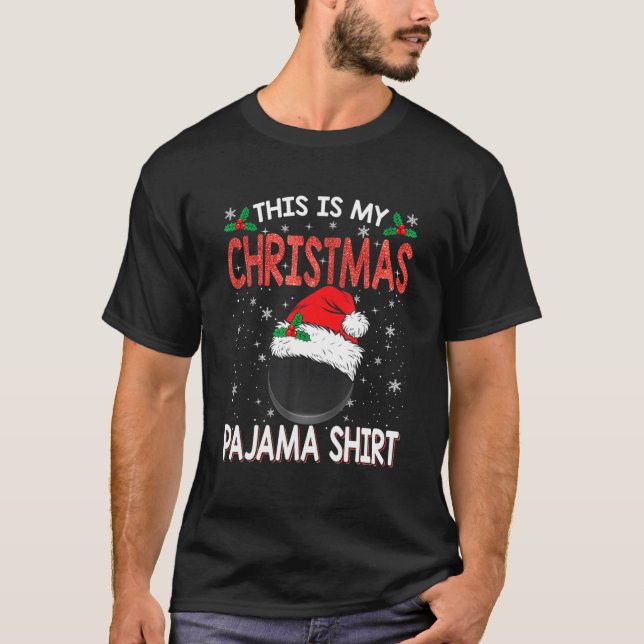 T-shirt C'Est Mon Pajama De Hockey De Noël Pour Les Garçon (Devant)