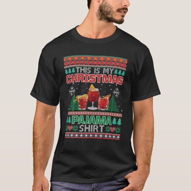 T-shirt C'Est Mon Pajama De Noël Drôle Cocktail Negroni (Devant)