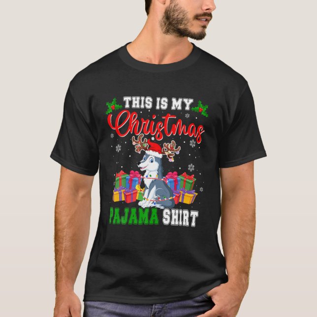 T-shirt C'Est Mon Pajama De Noël Père Noël Reindeer Wolf L (Devant)
