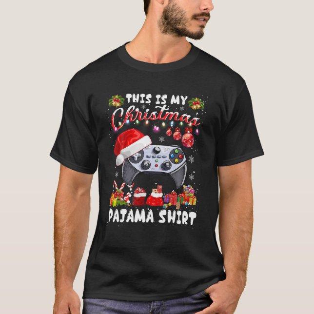T-shirt C'Est Mon Pajama De Noël Vidéo Du Gamer De Santa H (Devant)