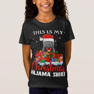 T-Shirt C'Est Mon Pajama Russe Bleu Chat De Noël