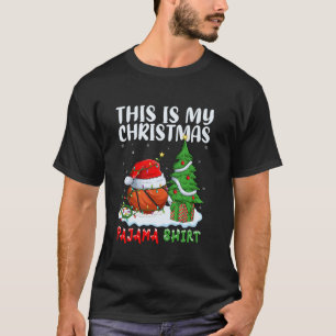 T-shirt C'Est Mon Pajamas De Noël Basketball De Santa Hat