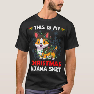 T-shirt C'Est Mon Pajamatricolor De Noël Corgi Pjs Xmas
