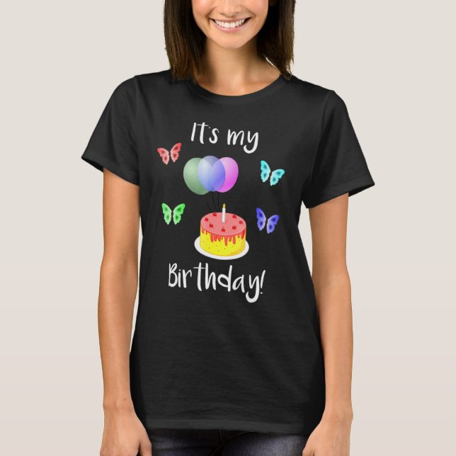 T-shirt C'est mon papillon d'anniversaire (Devant)