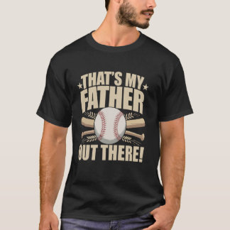 T-shirt C'est mon père là-bas Drôle de baseball Fils Fille