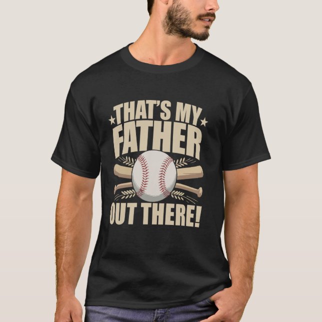 T-shirt C'est mon père là-bas Drôle de baseball Fils Fille (Devant)