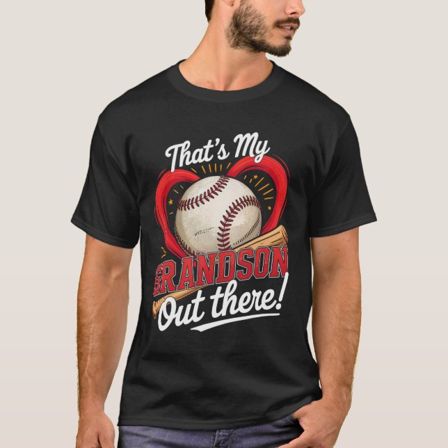 T-shirt C'Est Mon Petit-Fils Là-Bas De Baseball Grand-Mère (Devant)