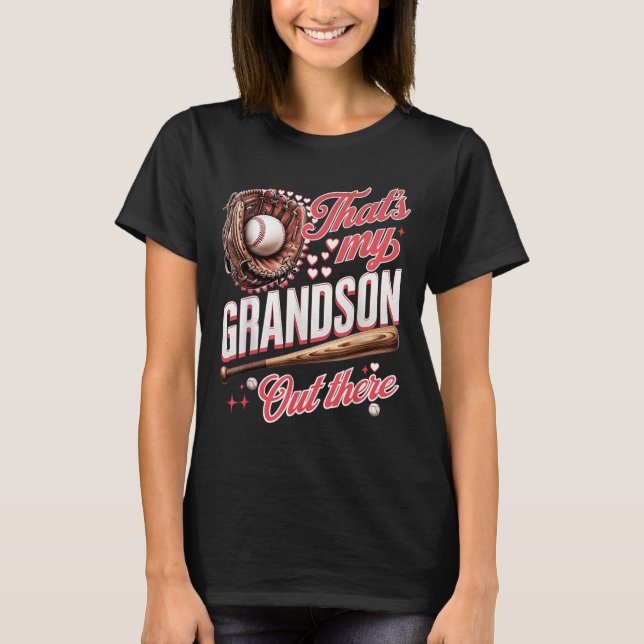 T-shirt C'Est Mon Petit-Fils Là-Bas De Baseball Grand-Mère (Devant)