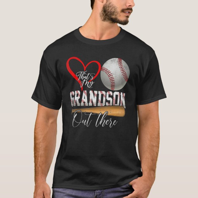 T-shirt C'est mon petit-fils là-bas de baseball papillon (Devant)