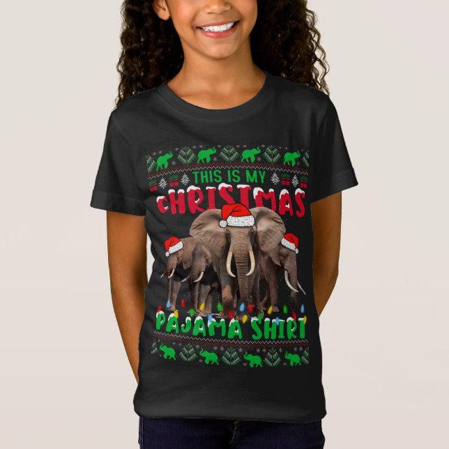 T-Shirt C'est mon pull de Noël Elephant Elephant (Devant)