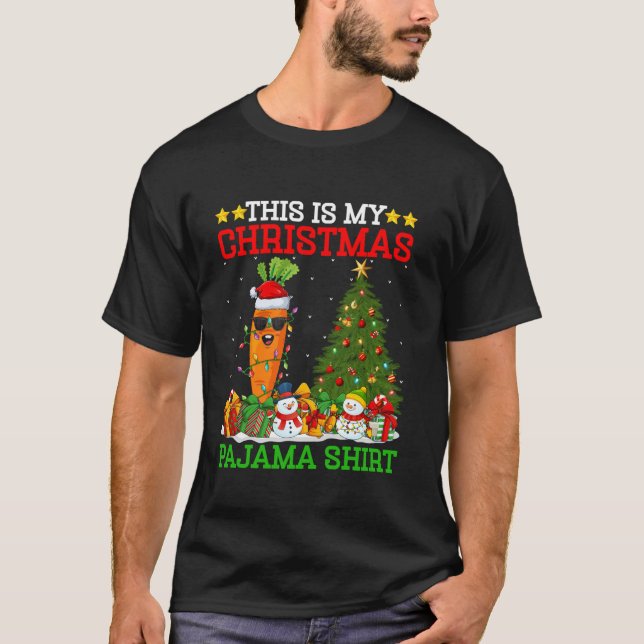 T-shirt C'Est Mon Pyjama De Noël Carottes Lumières Noël (Devant)