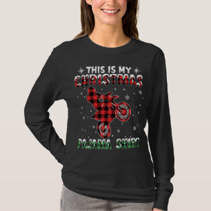 T-shirt c'est mon pyjama de Noël Dirt Bike rouge plaid Mo