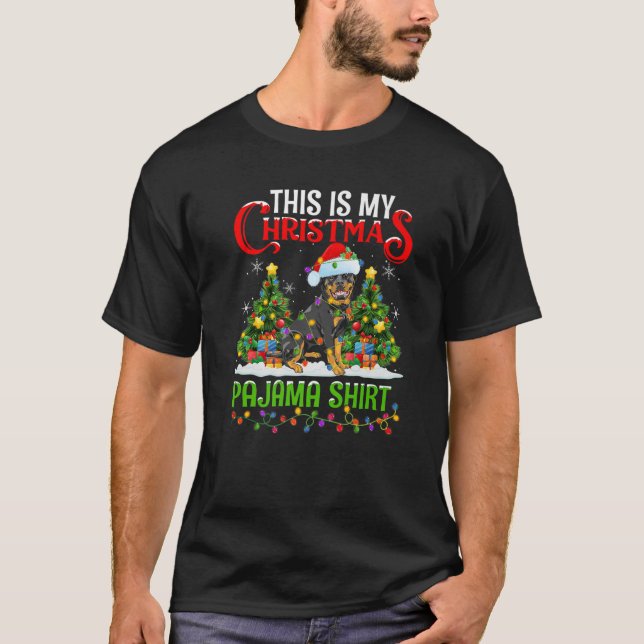 T-shirt C'Est Mon Pyjama De Noël Éclairage Rottweiler D (Devant)