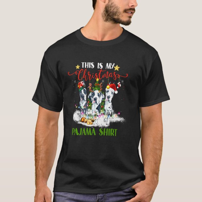 T-shirt C'Est Mon Pyjama De Noël Grand Chien Danse Père No (Devant)
