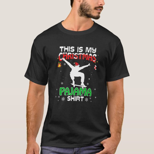 T-shirt C'Est Mon Pyjama De Noël Joya Hol De Skateboard (Devant)