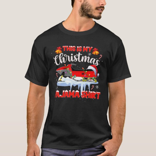 T-shirt C'Est Mon Pyjama De Noël Motoneige Père Noël Rei (Devant)