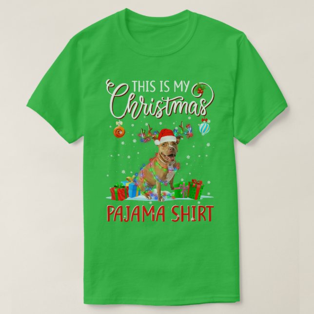 T-shirt C'est mon pyjama de Noël Pitbull Lig (Design devant)