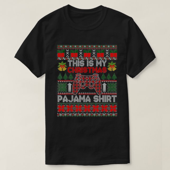 T-shirt C'est mon pyjama de Noël Santa Hat Gamer Ugly C (Design devant)