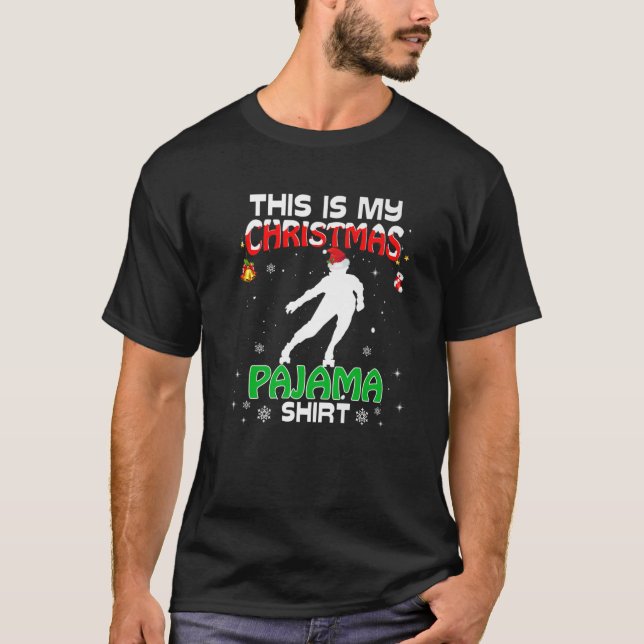 T-shirt C'Est Mon Pyjama De Noël Xmas Rollerblading Hol (Devant)