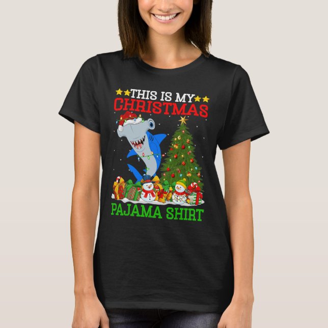 T-shirt C'Est Mon Pyjamas De Noël Hammerhead Shark Chri (Devant)