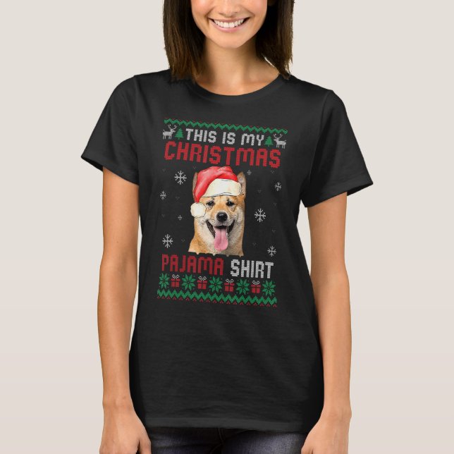 T-shirt C'Est Mon Vilain Pajama Shiba Inu Chien De Noël (Devant)