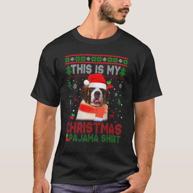 T-shirt C'Est Mon Vilain Pyjama Bernard Dog De Noël (Devant)