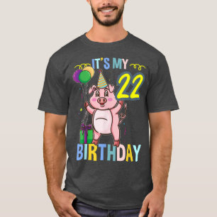 T-shirt C'est My 22nd Birthday Cute Pig 3310