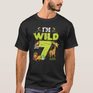T-shirt C'est My 7Th Birthday Zoo Theme Birthday Safari Ju