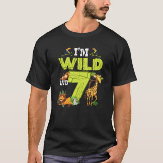 T-shirt C'est My 7Th Birthday Zoo Theme Birthday Safari Ju
