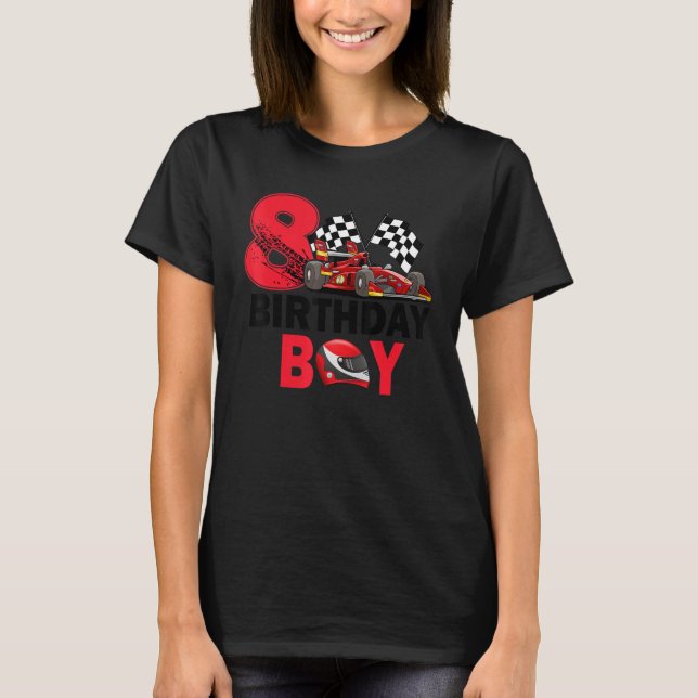 T-shirt C'est My 8th Birthday Boy 8 Toddler Racing Car Dri (Devant)