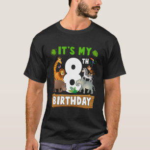 T-shirt C'est My 8th Birthday Zoo Jungle Safari 8 years ol