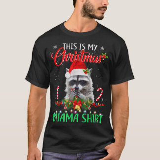 T-shirt C'est My Christmas Pajama Raccoon Père Noël Christ