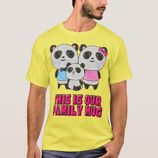 T-shirt C'est notre famille, Panda Family Huddle, mignonne (Devant)