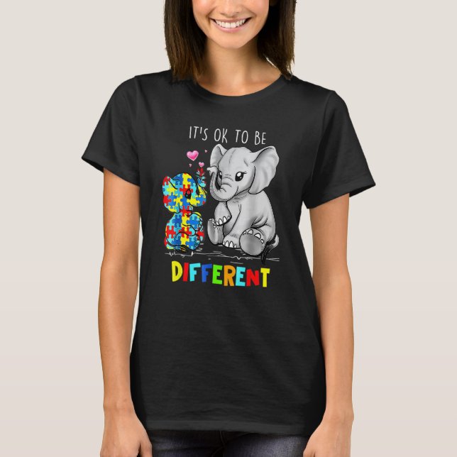 T-shirt C'est Ok D'être Différent Éléphant Mignon Sensibil (Devant)
